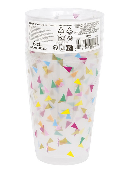 Bright Triangle Cups (Pack of 6) (Assorted Designs)