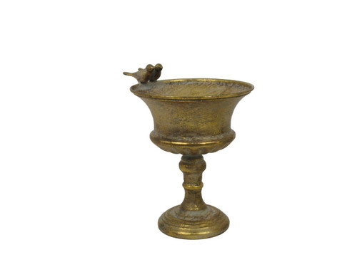 Antique Gold Creation Footed Metal Bowl with Bird (22cm) Antique Gold Creation Footed Metal Bowl with Bird (22cm)