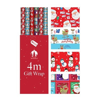Traditional Christmas Gift Wrap (4m) (Assorted Designs)