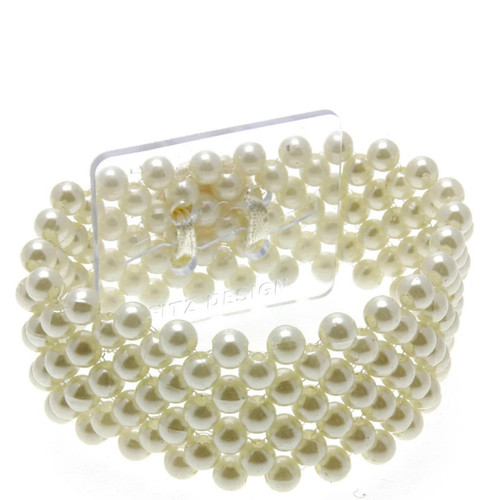 Corsage Bracelet - Narrow Beaded Classic (Cream) Corsage Bracelet - Narrow Beaded Classic (Cream)