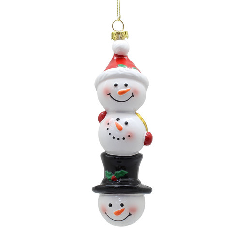 Jolly Snowman Head Trio Hanging Ornament (15cm)