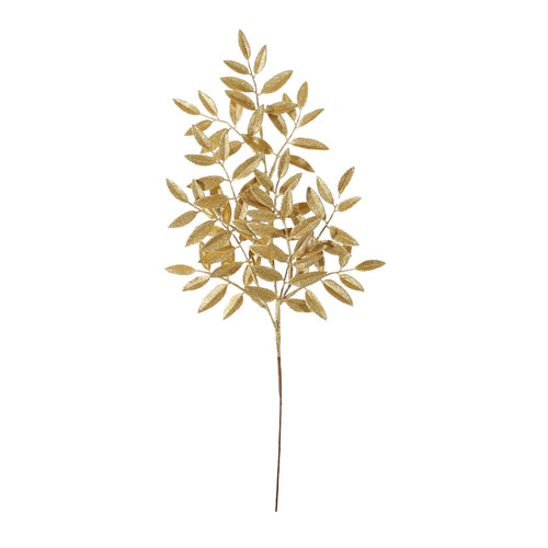 Metallic Gold Glitter Leaf Spray (60cm)