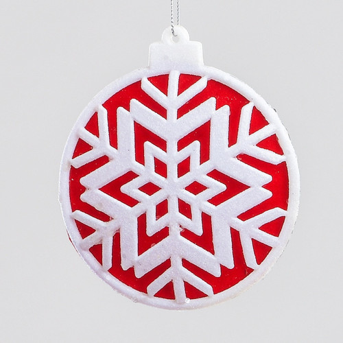 Red & White Snowflake Disk Hanging Decoration (10cm)