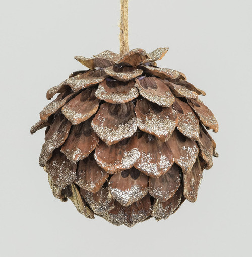Glitter Dusted Pine Cone Bauble (12cm)