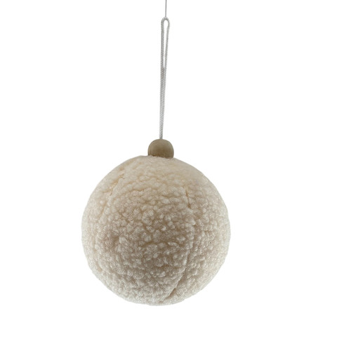 Cream Cosy Furry Bauble (10cm)
