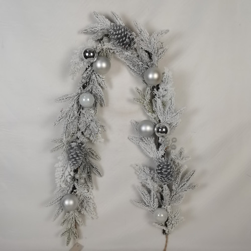 Cone/Ball Silver Rattan Garland (180cm)