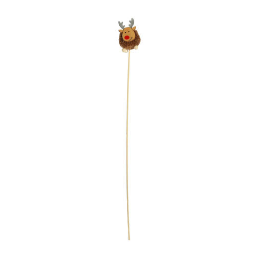 Brown Reindeer Pom Pom on 50cm Stick (Pack of 12)