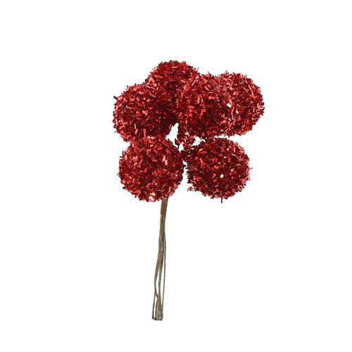 Red Sparkly Berry Ball Pick (13cm)