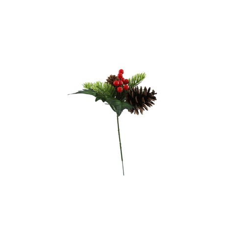 Festive Cone & Berries Pick (19cm)