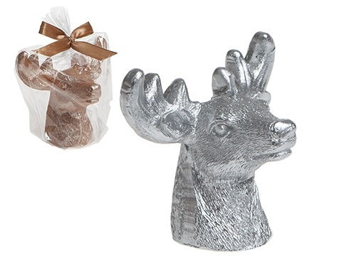 3 Assorted Small Deer Head Candle Decoration In Opp Bag With Ribbon