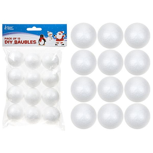 Pack Of 12 3.6cm Polyfoam Diy Baubles