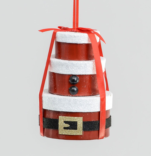 Santa Outfit Patterned Gift Box Stack Hanging Decoration (14cm)