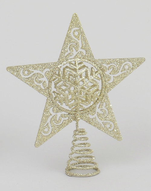 Light Gold Glitter Snowflake Tree Topper (20cm)