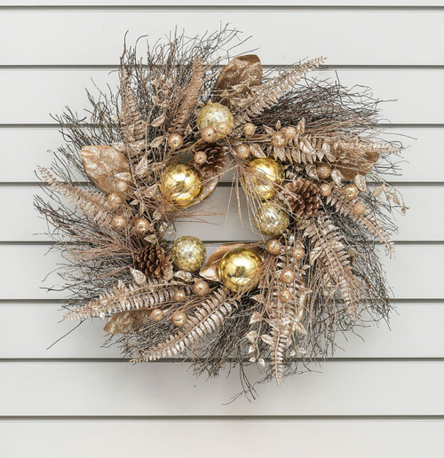 Gold Apples, Twigs & Leaves Wreath (60cm)