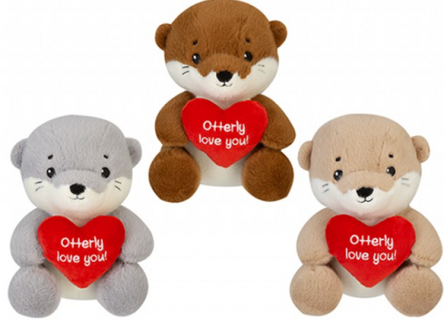 Otterly Love You Otter With Heart 3 Asst (20cm) (Assorted Designs)