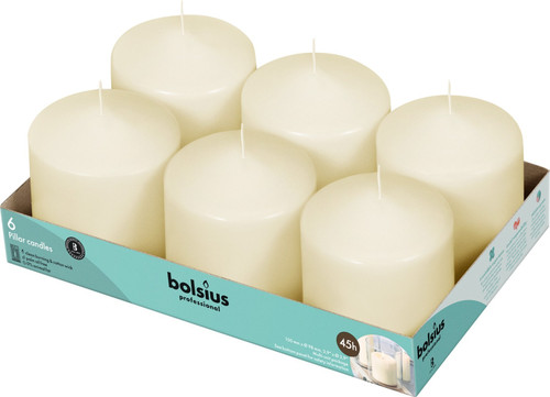 Bolsius Professional Ivory Pillar Candles - Set of 6 (100mm x 98mm)