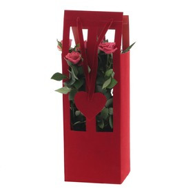 Red Heart Tall Gift Bag Carrier with Cut Outs