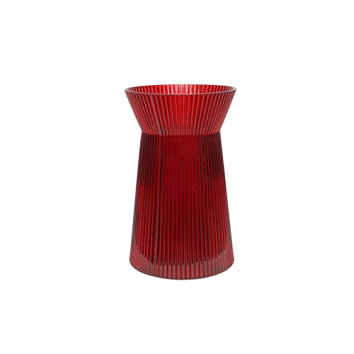 Red Ribbed Sweetheart Glass Vase (20cm)