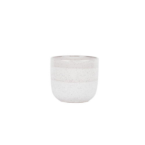 Hortus White Bordeaux Stoneware Pot (13cm H x 14cm Dia)