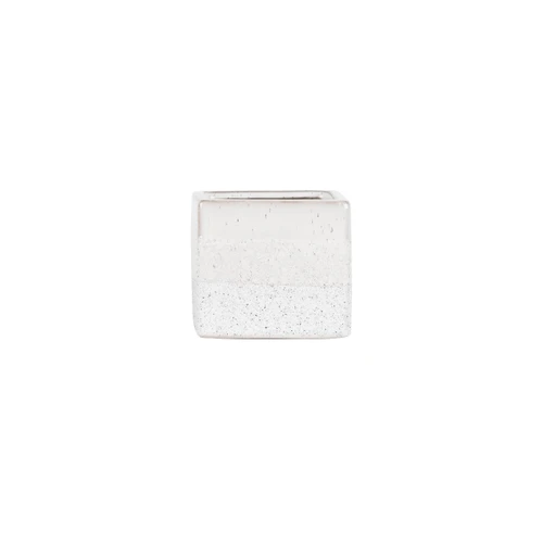 Hortus White Bordeaux Stoneware Cube (9.5cm H x 10.5cm W)
