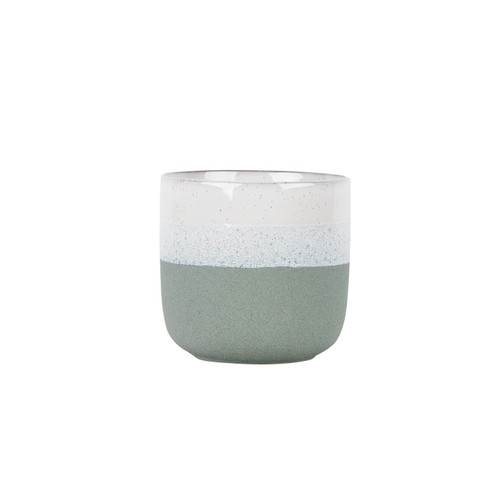 Hortus Green & White Bordeaux Stoneware Pot (16cm H x 17cm Dia)