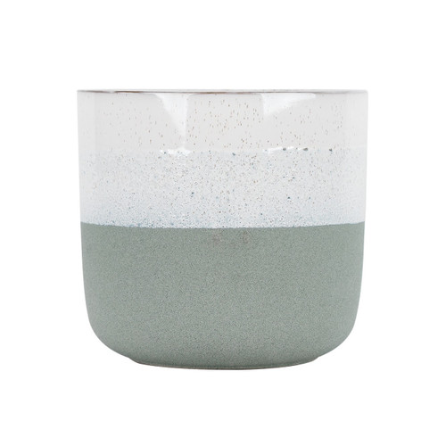 Hortus Green & White Bordeaux Stoneware Pot (22.5cm H x 24.5cm Dia)