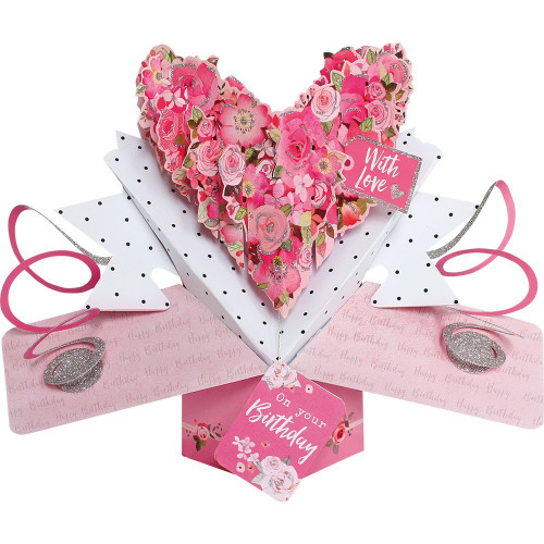 3D Pop Up Card by Second Nature - Happy Birthday Hearts