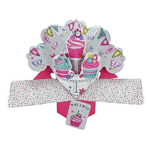3D Pop Up Card by Second Nature - Happy Birthday Cupcakes