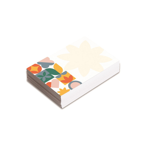 Pack of 25 Small Cards with Drawn Flowers