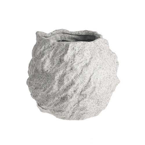 Rough Textured Grey Ceramic Rounded Pot (22cm)