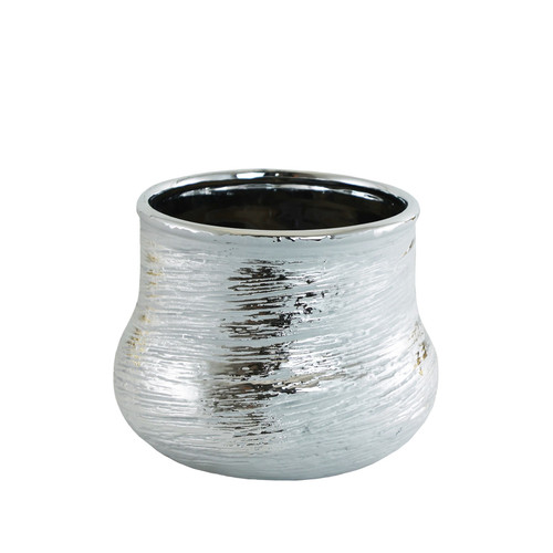Silver Textured Ceramic Vase (13cm)
