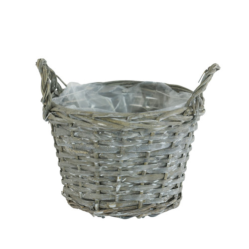 Grey Wash Deluxe Basket With Handles