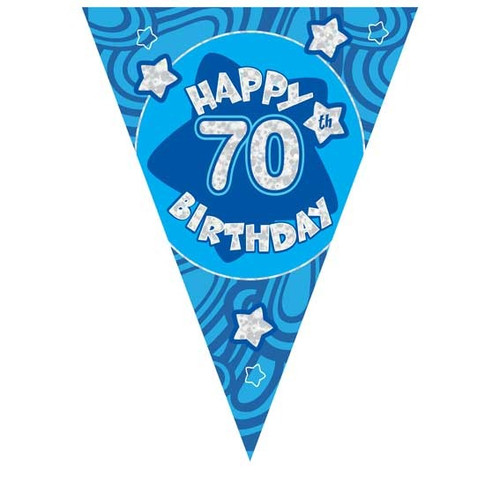 Blue Holographic 70th Birthday Banner Blue Holographic 70th Birthday Banner