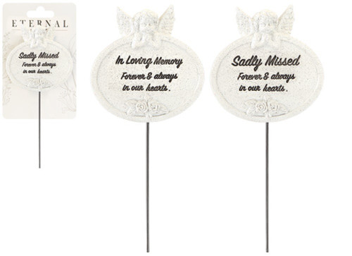 Memorial Cherub Plaque On Stick (Assorted)