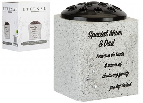 Memorial Grey Grave Flower Pot - Special Mum & Dad
