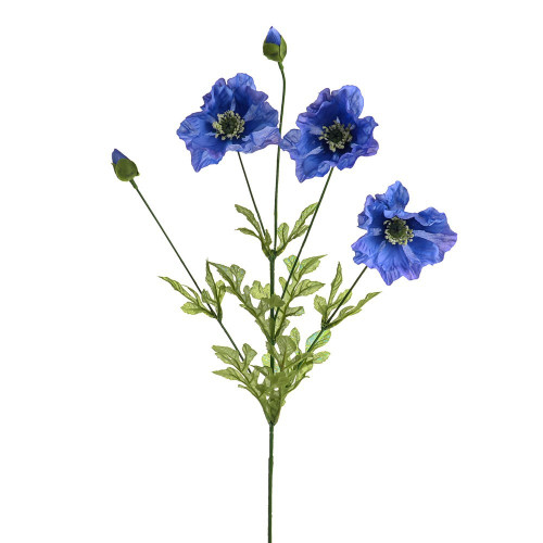 Blue Olivia Poppy Spray (75cm)