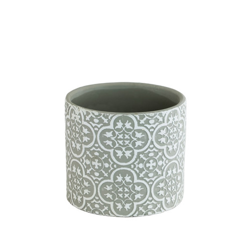 Grey/White Patterned Ceramic Pot (10.5cm)