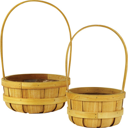 Round Softwood Baskets - Loving Embrace (Set of 2 - 20cm Dia & 16cm Dia)