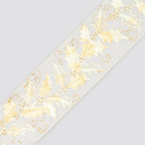 Champagne Holly Ribbon (63mm x 9.1m)