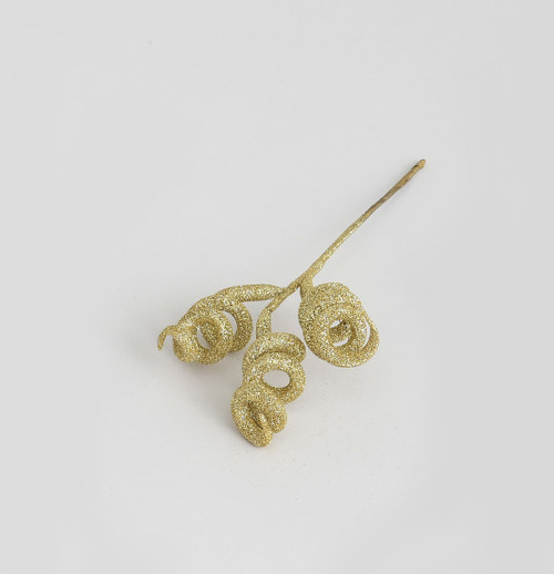 Gold Glitter Twirly Twisted Pick