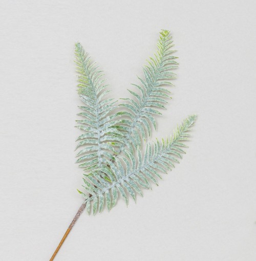 Green Winter Frosted Fern Spray (60cm)