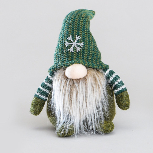 Green Fabric Festive Gonk Ornament with Snowflake