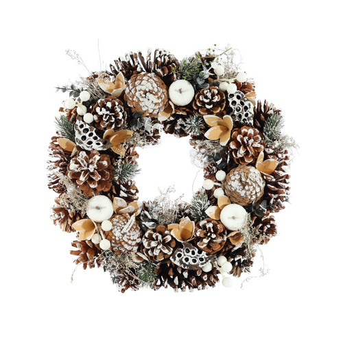 Snowy Cone & Frosted Apple Wreath (36cm)