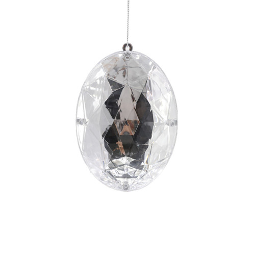 Silver Diamond Oval Hanging Ornament (13cm)