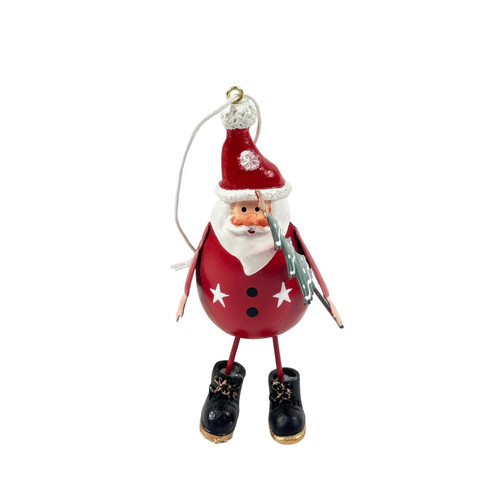 Red Santa with Tree Hanging Decoration (12cm)