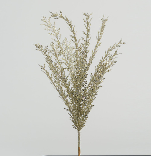Champagne Glitter Mini Leaf Bush Spray (60cm)