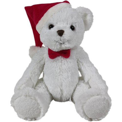 Suki - Medium White Bear with Santa Hat