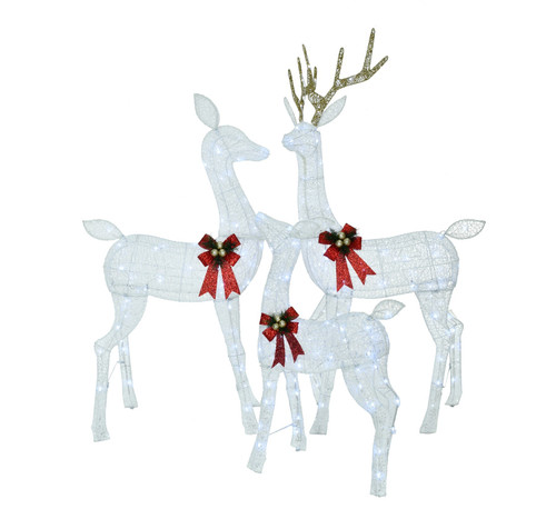 White Set of 3 Light Up Reindeers (87cm - 150cm)