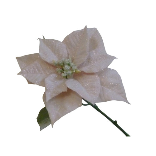 Frosted Pink Wintery Poinsettia Pick (71cm)