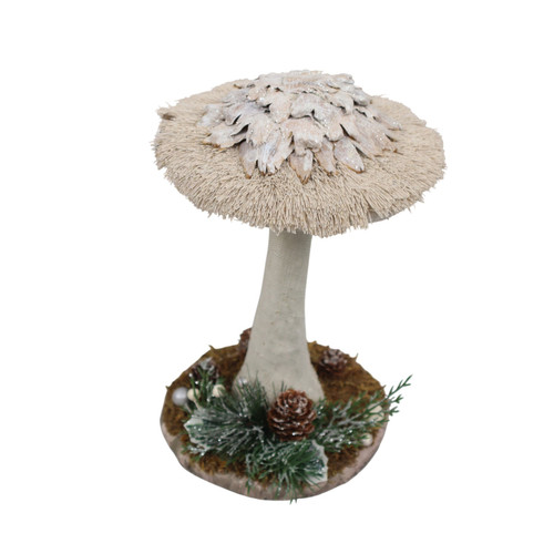 Grey Glittered Material Mushroom Ornament (28cm)
